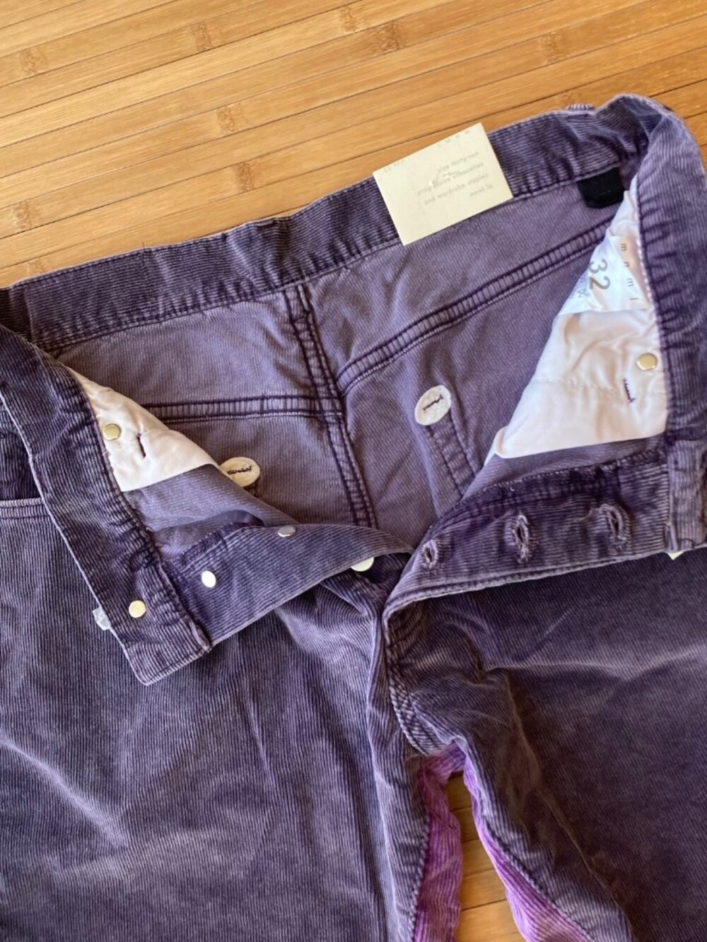 MNML B428 Corduroy Flare Pants Button Fly Mens 32 Purple Two Tone NWT - Picture 8 of 14